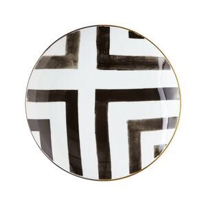 Christian LaCroix Vista Alegre Sol y Sombra Black White Gold Dessert Plate New